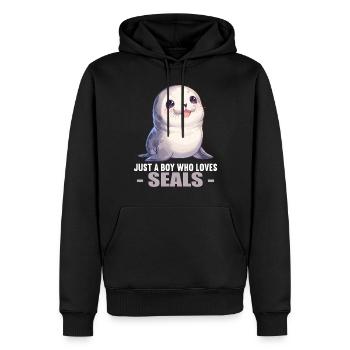 Joints, Phoque - Sweat à capuche Premium bio Homme - noir - Devant - Nico (187cm)