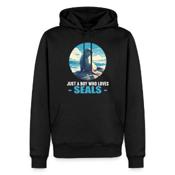 Joints, Phoque - Sweat à capuche Premium bio Homme - noir - Devant - Nico (187cm)