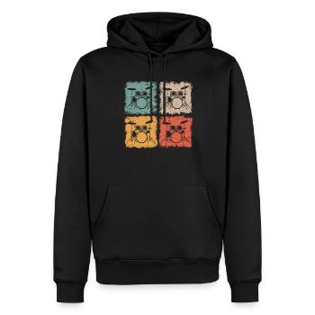 Batterie vintage pour batteurs - Sweat à capuche Premium bio Homme - noir - Devant - Nico (187cm)