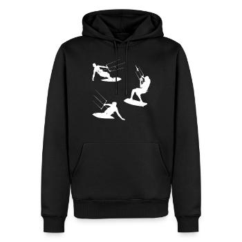 Kitesurf Sports nautiques Kiteboarding Kitesurfeur - Sweat à capuche Premium bio Homme - noir - Devant - Nico (187cm)