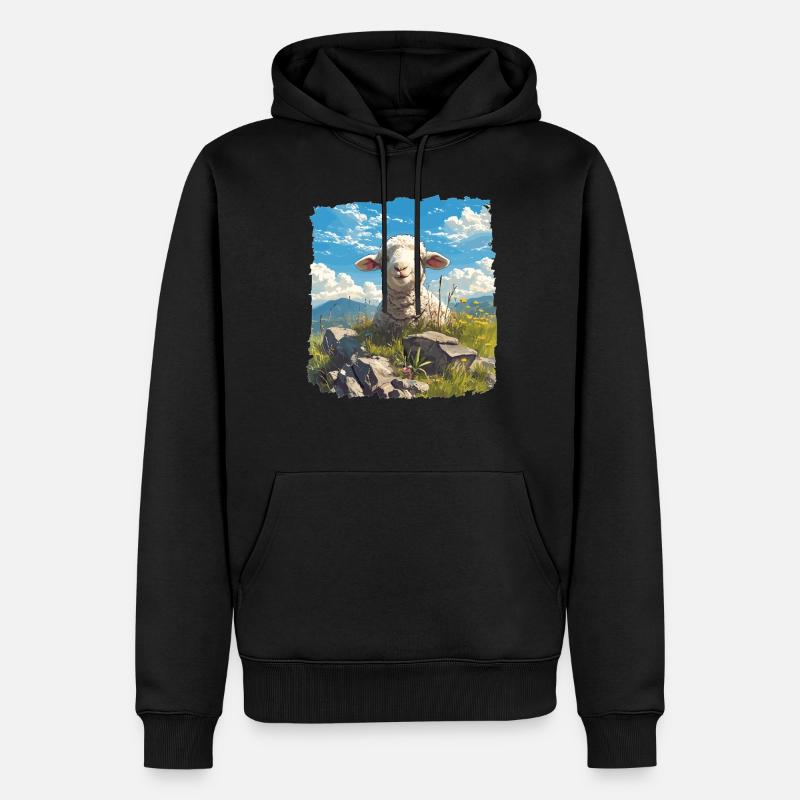 Schafe Schaf - Männer Premium Bio Hoodie - Schwarz