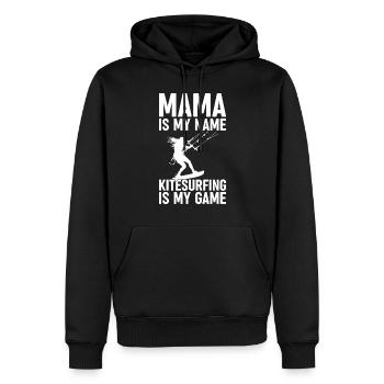 Kitesurf Mama est mon nom Le kitesurf est mon jeu - Sweat à capuche Premium bio Homme - noir - Devant - Nico (187cm)