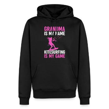 Kiteboard Mamie est mon nom Kitesurf est mon nom - Sweat à capuche Premium bio Homme - noir - Devant - Nico (187cm)
