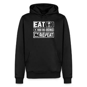 Eat Wakeboarding Repeat - Funny Wakeboarding - Männer Premium Bio Hoodie - Schwarz - Vorne - Nico (187cm)