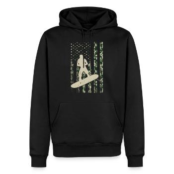 Wakeboarding US Flag Wakeboarding Wakesurfing - Männer Premium Bio Hoodie - Schwarz - Vorne - Nico (187cm)
