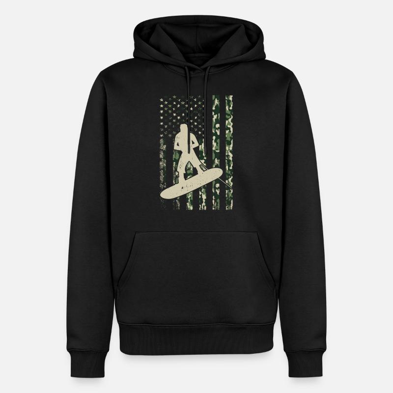 Wakeboard US Flag Wakeboard Wakesurf - Sweat à capuche Premium bio Homme - noir