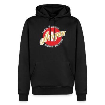 Meine Heimat Aargau Geschenk - Männer Premium Bio Hoodie - Schwarz - Vorne - Nico (187cm)
