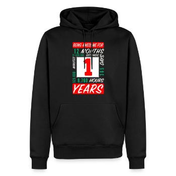 Enfants 1 Années Anniversaire Mois Heures - Sweat à capuche Premium bio Homme - noir - Devant - Nico (187cm)