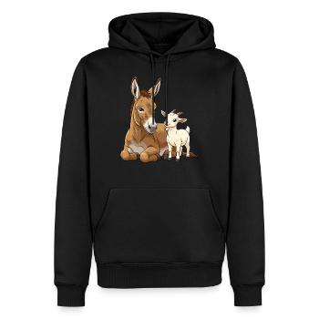 Esel und Ziege - Männer Premium Bio Hoodie - Schwarz - Vorne - Nico (187cm)
