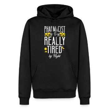 Technicien en pharmacie - Sweat à capuche Premium bio Homme - noir - Devant - Nico (187cm)