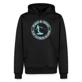 Le wakeboard est ma saison préférée - le wakesurf - Sweat à capuche Premium bio Homme - noir - Devant - Nico (187cm)