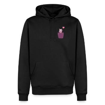 Hibou dans la poche de poitrine Oiseau dans le sac - Sweat à capuche Premium bio Homme - noir - Devant - Nico (187cm)