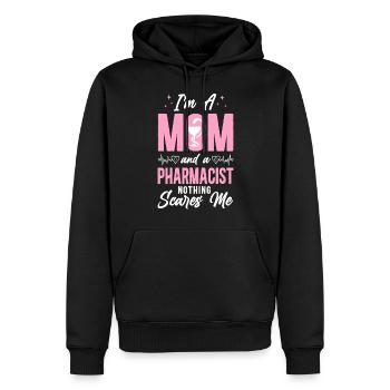 Technicien en pharmacie - Sweat à capuche Premium bio Homme - noir - Devant - Nico (187cm)