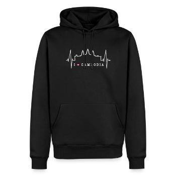 Cambodia Skyline Heartbeat Siem Raep Angkor Wat - Sweat à capuche Premium bio Homme - noir - Devant - Nico (187cm)