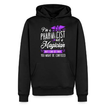 Technicien en pharmacie - Sweat à capuche Premium bio Homme - noir - Devant - Nico (187cm)