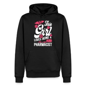 Technicien en pharmacie - Sweat à capuche Premium bio Homme - noir - Devant - Nico (187cm)