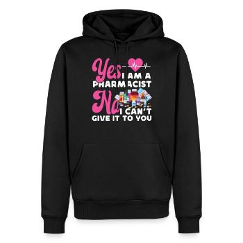 Technicien en pharmacie - Sweat à capuche Premium bio Homme - noir - Devant - Nico (187cm)