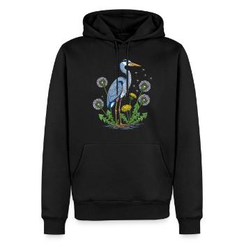 Blauer Reiher und Löwenzahn - Männer Premium Bio Hoodie - Schwarz - Vorne - Nico (187cm)
