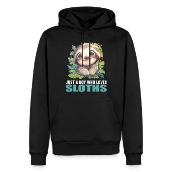 Paresseux Paresseux - Sweat à capuche Premium bio Homme - noir - Devant - Nico (187cm)