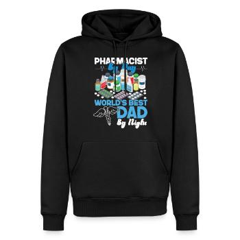 Technicien en pharmacie - Sweat à capuche Premium bio Homme - noir - Devant - Nico (187cm)