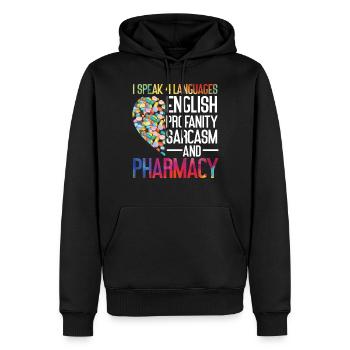Technicien en pharmacie - Sweat à capuche Premium bio Homme - noir - Devant - Nico (187cm)