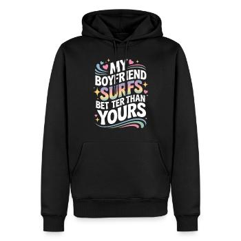 Surfez mon petit ami surfe mieux que le vôtre surfeur - Sweat à capuche Premium bio Homme - noir - Devant - Nico (187cm)