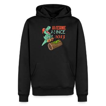 Dino Skater Geburtstag 2013 - Männer Premium Bio Hoodie - Schwarz - Vorne - Nico (187cm)