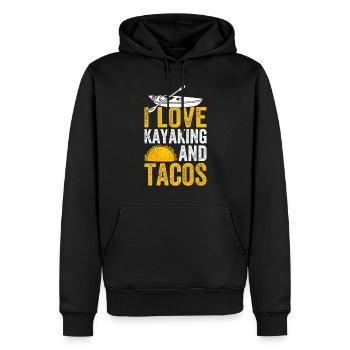 Kayak drôle de kayakiste - J’adore le kayak et les tacos - Sweat à capuche Premium bio Homme - noir - Devant - Nico (187cm)