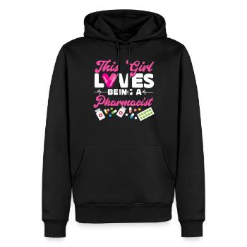 Technicien en pharmacie - Sweat à capuche Premium bio Homme - noir - Devant - Nico (187cm)