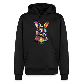 Wallaby Australie Outback Kangourou doux sauvage - Sweat à capuche Premium bio Homme - noir - Devant - Nico (187cm)