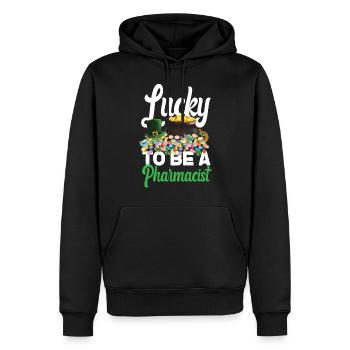 Technicien en pharmacie - Sweat à capuche Premium bio Homme - noir - Devant - Nico (187cm)