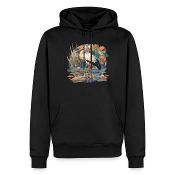 Cigognes Cigognes - Sweat à capuche Premium bio Homme - noir - Devant - Nico (187cm)
