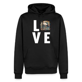 Cigognes Cigognes - Sweat à capuche Premium bio Homme - noir - Devant - Nico (187cm)