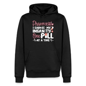 Technicien en pharmacie - Sweat à capuche Premium bio Homme - noir - Devant - Nico (187cm)