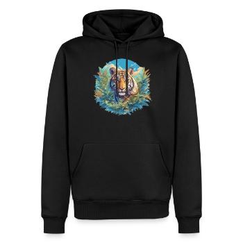 Tigre de Sumatra - Sweat à capuche Premium bio Homme - noir - Devant - Nico (187cm)