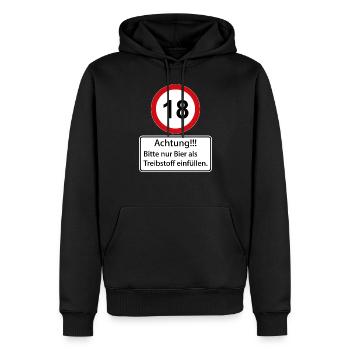 18 Attention à ne remplir que de la bière comme carburant - Sweat à capuche Premium bio Homme - noir - Devant - Nico (187cm)