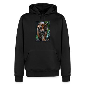 Tigre de Sumatra - Sweat à capuche Premium bio Homme - noir - Devant - Nico (187cm)