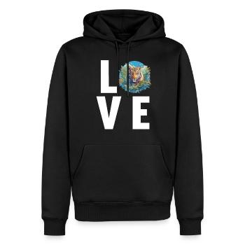 Tigre de Sumatra - Sweat à capuche Premium bio Homme - noir - Devant - Nico (187cm)