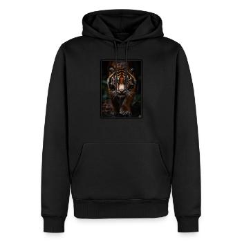 Tigre de Sumatra - Sweat à capuche Premium bio Homme - noir - Devant - Nico (187cm)