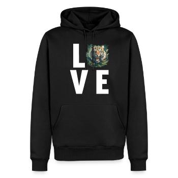 Tigre de Sumatra - Sweat à capuche Premium bio Homme - noir - Devant - Nico (187cm)