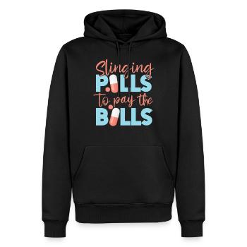 Technicien en pharmacie - Sweat à capuche Premium bio Homme - noir - Devant - Nico (187cm)