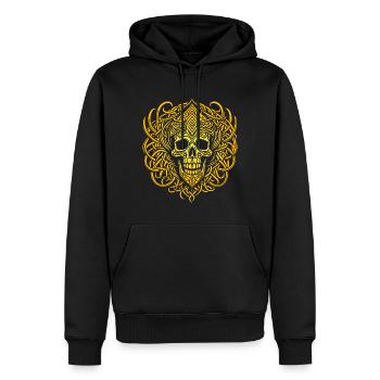 Goldenes Kelten Totenkopf Tribal - Männer Premium Bio Hoodie - Schwarz - Vorne - Nico (187cm)