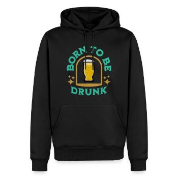 Né pour être ivre Idée de cadeau de fête Dicton de bière - Sweat à capuche Premium bio Homme - noir - Devant - Nico (187cm)