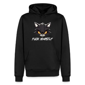 Chat Noir Baise YourSelf - Sweat à capuche Premium bio Homme - noir - Devant - Nico (187cm)