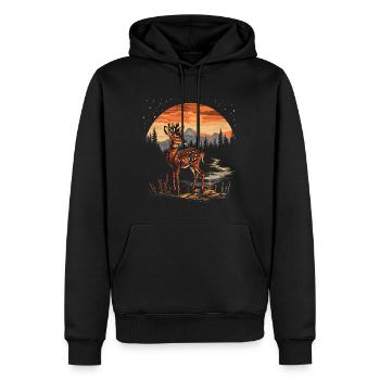 Rehkitz Hirsch Wald Reh Natur Sunset - Männer Premium Bio Hoodie - Schwarz - Vorne - Nico (187cm)