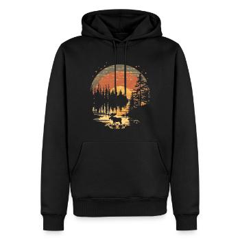 Moose Moose Forest Animal Sunset - Men’s Premium Organic Hoodie - black - Front - Nico (187cm)