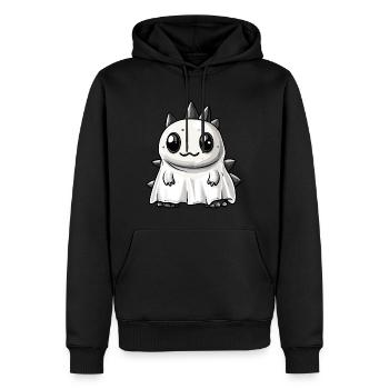 Dinosaure Stégosaure Halloween Fantôme - Sweat à capuche Premium bio Homme - noir - Devant - Nico (187cm)