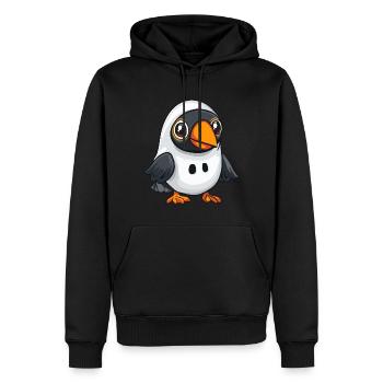 Toucan oiseau Halloween bande dessinée fantôme - Sweat à capuche Premium bio Homme - noir - Devant - Nico (187cm)