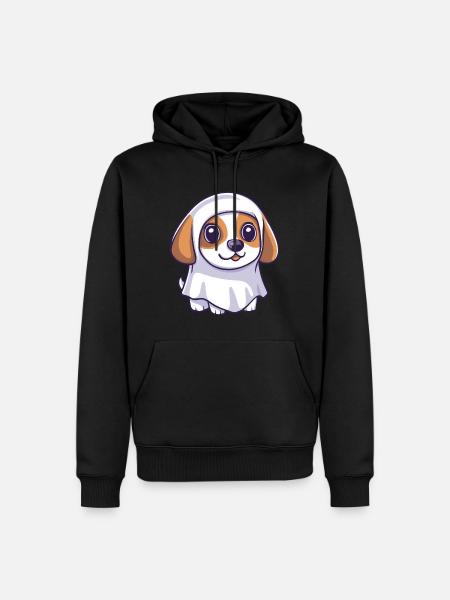 Beagle Dog Halloween Comic Ghost - Men’s Premium Organic Hoodie - black
