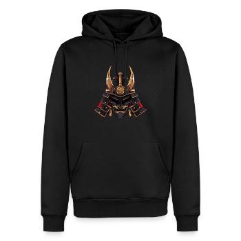 Casque de samouraï - Chemise d’anime - Sweat à capuche Premium bio Homme - noir - Devant - Nico (187cm)